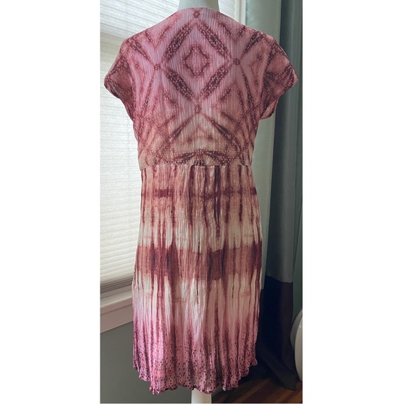 Sundance Gemi Pink Multi Tie Dye Floral Embroidered Dress Cupro Chiffon Size S - Picture 9 of 15